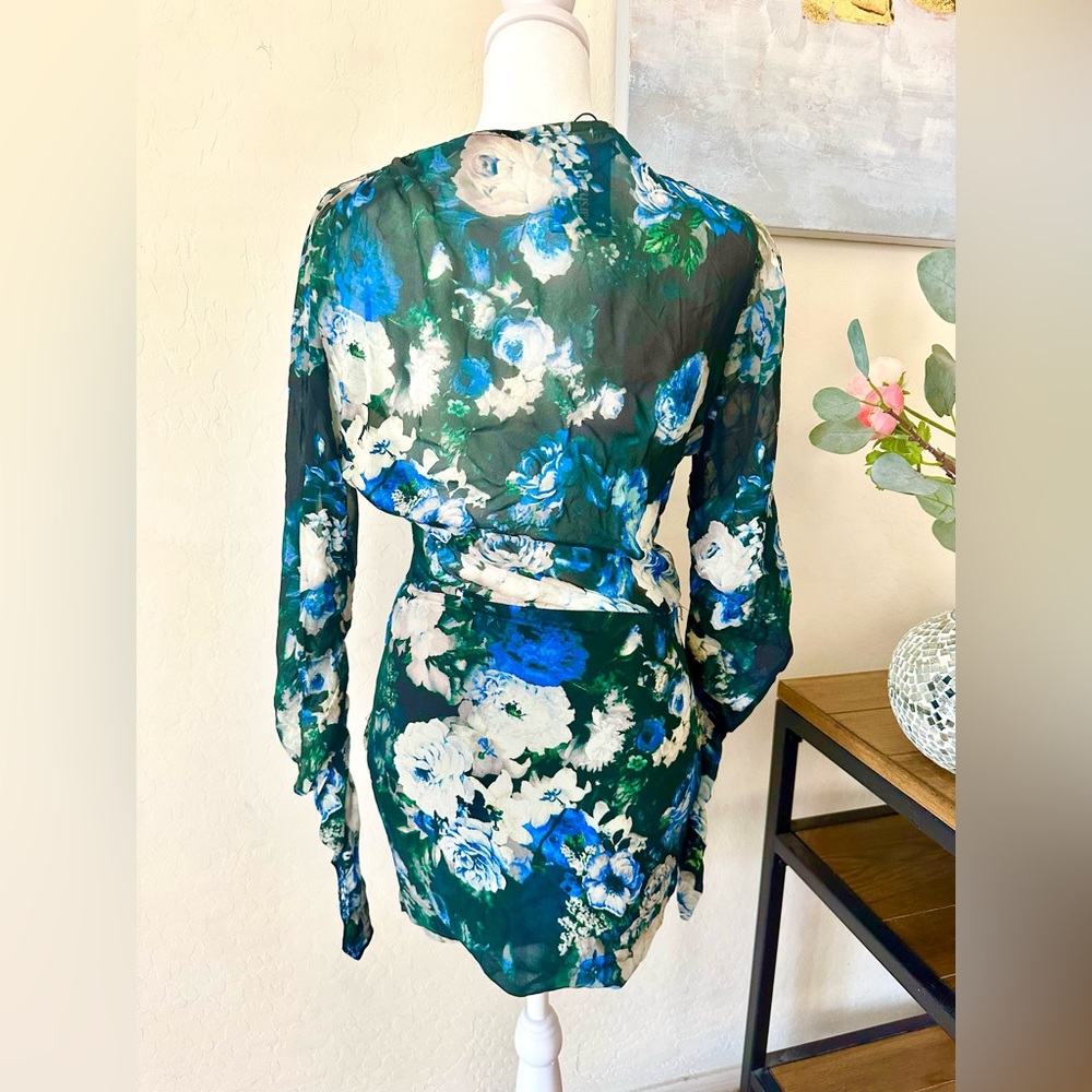 NWT Zara Floral Long Sleeve Mini dress - Picture 4 of 5